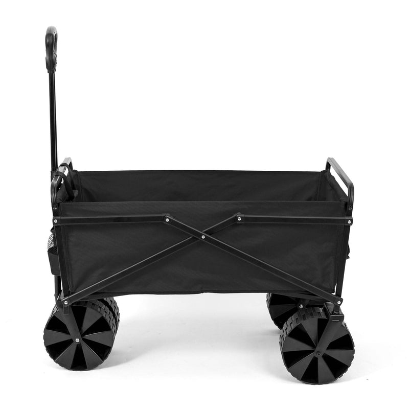 Seina Collapsible Steel Frame Utility Beach Wagon Outdoor Cart, Black (Used)