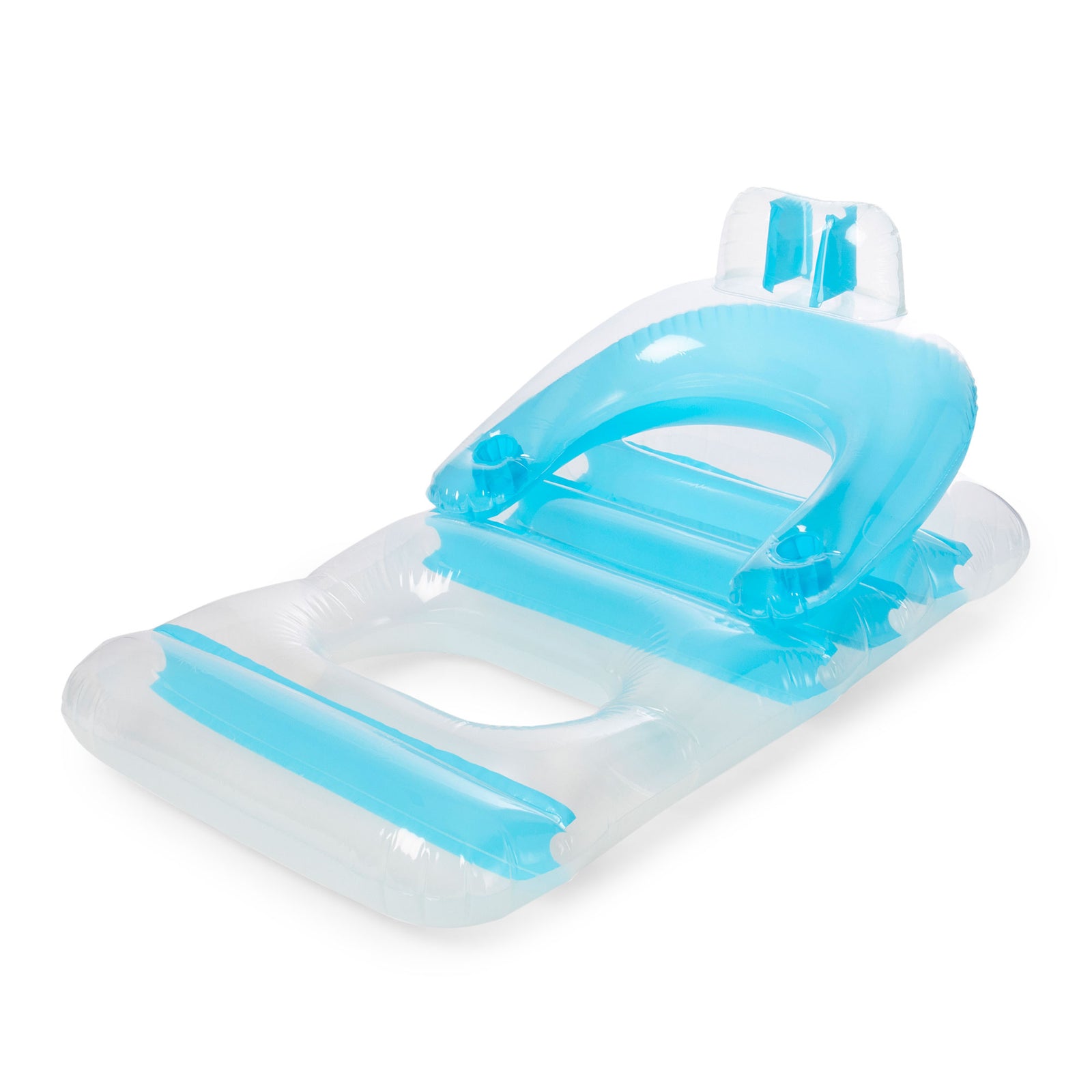 Swimline Swimming Pool Inflatable Floating Lounge Chair with Cupholders, Blue - VMInnovations