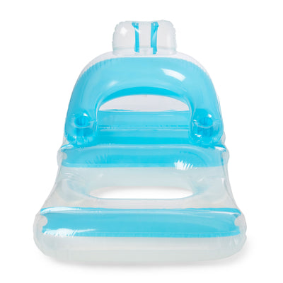 Swimline Swimming Pool Inflatable Floating Lounge Chair with Cupholders, Blue - VMInnovations