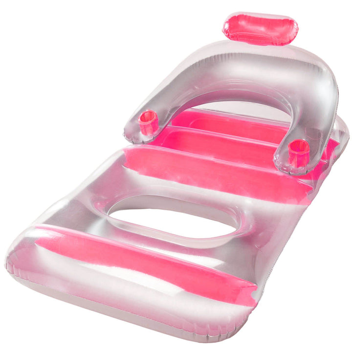 Swimline Swimming Pool Inflatable Floating Lounger Chair with Cupholders, Pink