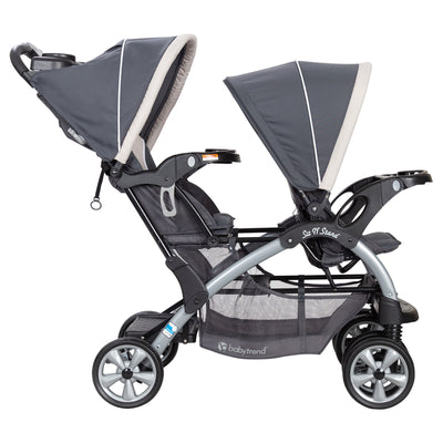Baby Trend Sit N' Stand Easy Fold Travel Toddler/Baby Double Stroller, Magnolia