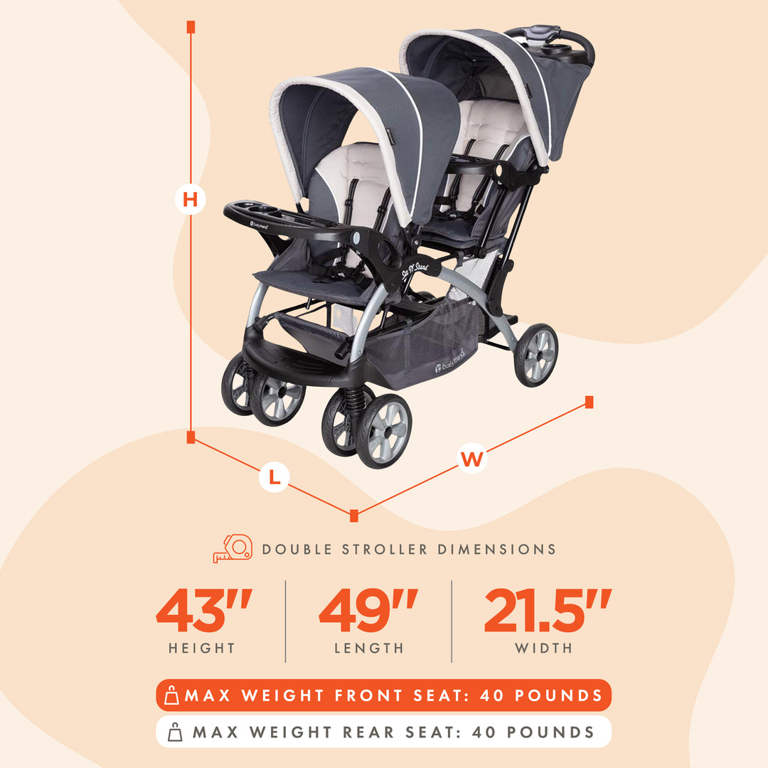 Baby Trend Sit N' Stand Easy Fold Twin Double Infant Toddler Stroller (Open Box)