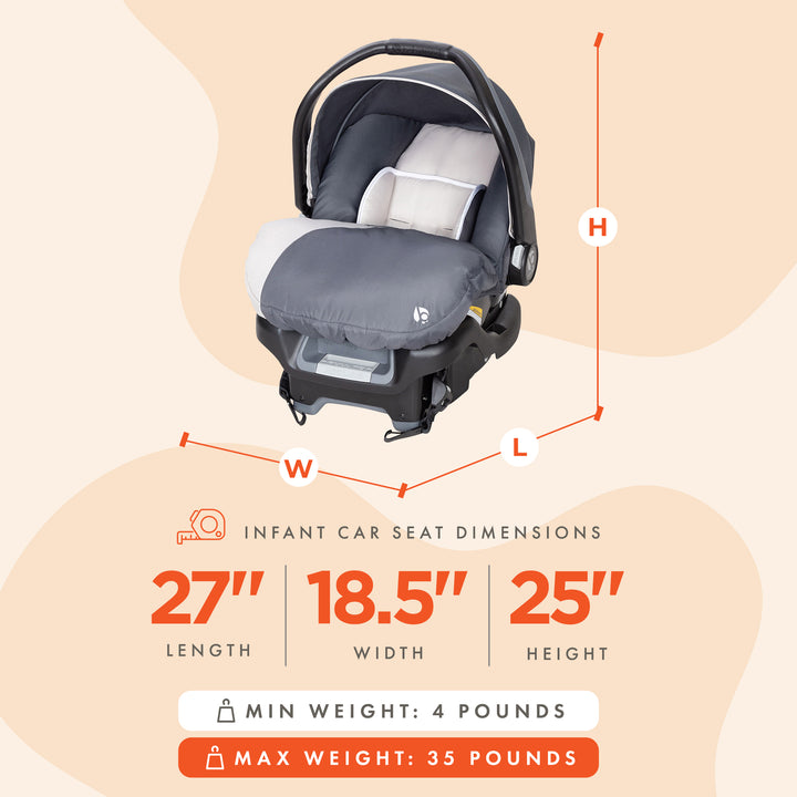 Baby Trend Ally Newborn Baby Infant Car Seat Travel System w/Cover,Gray Magnolia