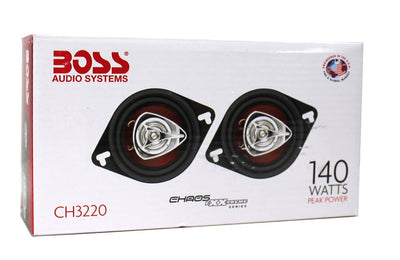 BOSS CH3220 3.5" 2-Way 140W Car Audio Coaxial Speakers Stereo Red PAIR (4 Pack)