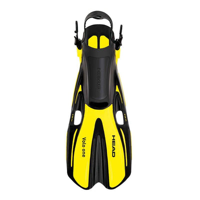 Head Sea Vu Dry Black Full Face Adult Snorkeling Mask w/ Yellow Scuba Fins, L/XL