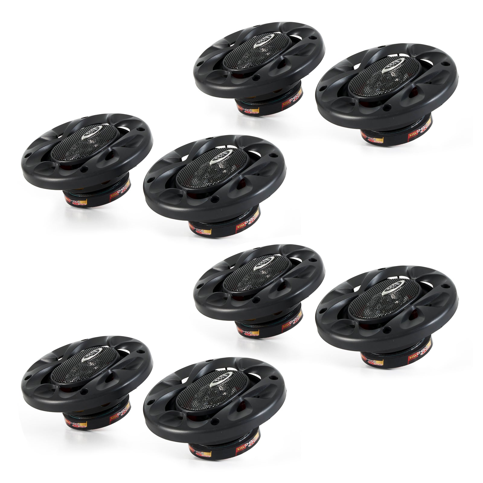 BOSS 4 Inch 200W 2 Way Car Audio Coaxial Speakers Stereo, Red PAIR (4 Pack) - VMInnovations