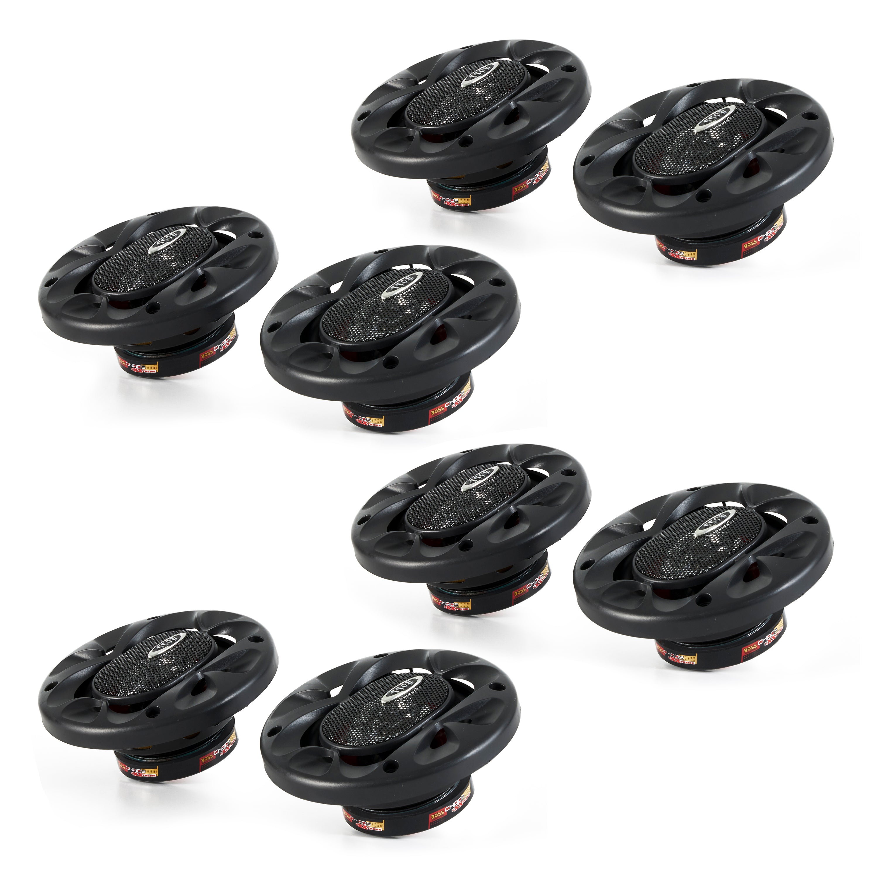 BOSS 4 Inch 200W 2 Way Car Audio Coaxial Speakers Stereo, Red PAIR (4 Pack) - VMInnovations