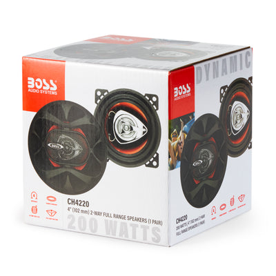 BOSS CH4220 4" 200W 2-Way Car Audio Coaxial Speakers Stereo Red PAIR