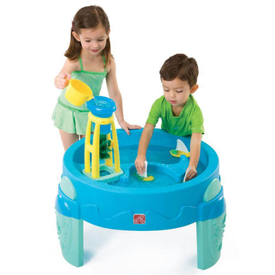 Step2 Duralble Plastic Kids WaterWheel Play Table with Toy Accessories, Blue