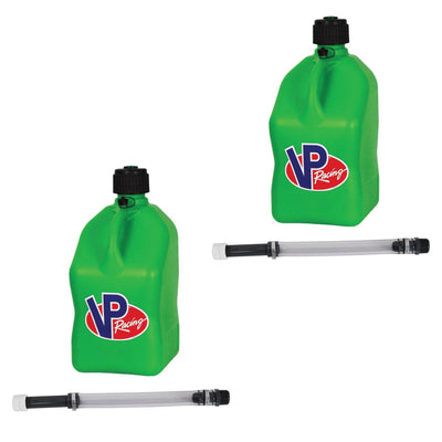 VP Racing Fuels 5.5 Gal Utility Container Jugs (2 Pack) with 14 Inch Hose, Green