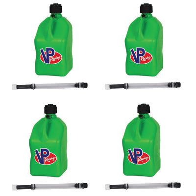 VP Racing 5.5 Gallon Utility Jugs with Deluxe Filler Hoses, Green (4 Pack)