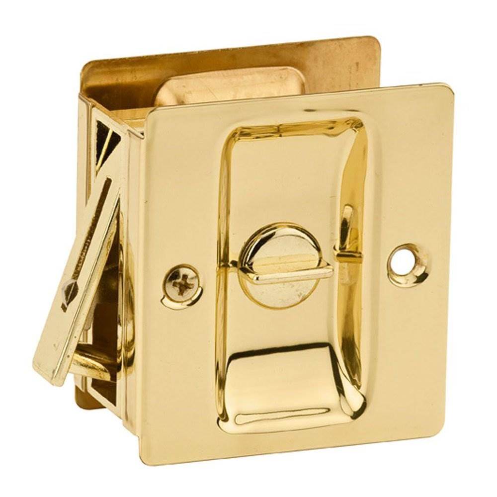 Kwikset Notch Hall 1.375 Inch Sliding Door Pocket Lock, Polished Brass (5 Pack)