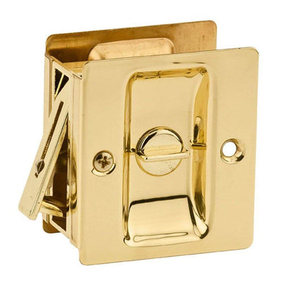 Kwikset Notch Hall 1.375 Inch Sliding Door Pocket Lock, Polished Brass (5 Pack)