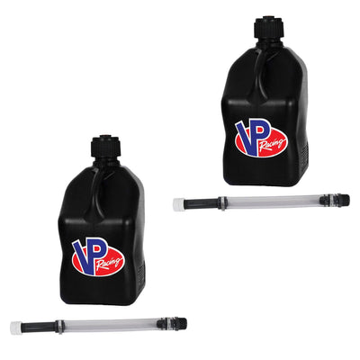 VP Racing 5.5 Gal Utility Jugs with 14 Inch Deluxe Hoses, Black (2 Pack)