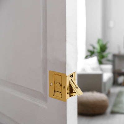 Kwikset Notch Hall 1.375 Inch Sliding Door Pocket Lock, Polished Brass (6 Pack)