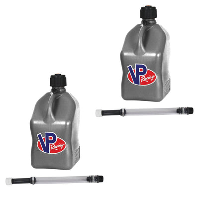 VP Racing Fuels 5.5 Gal Utility Jugs with 14 Inch Deluxe Hoses, Silver (2 Pack)