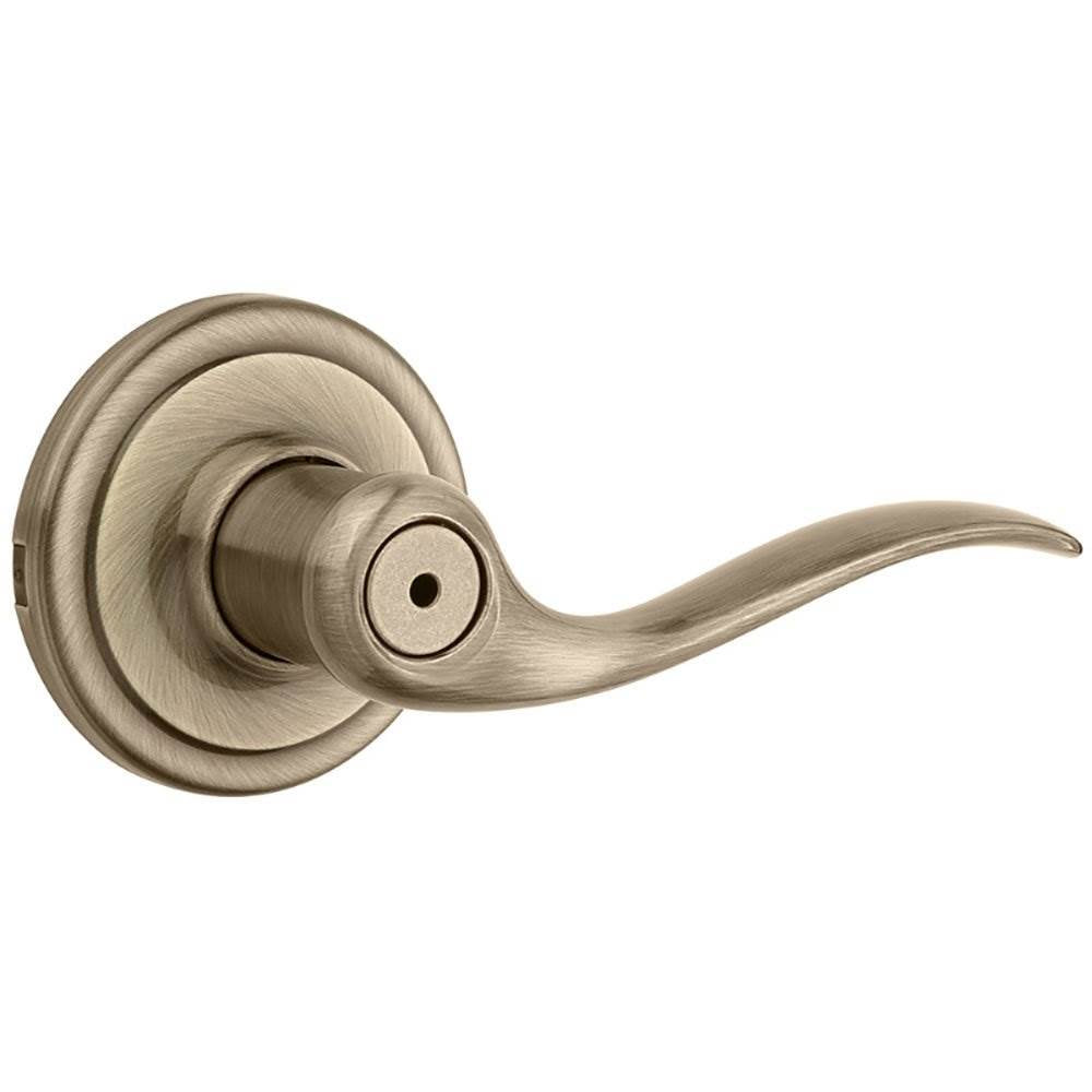 Kwikset Tustin Reversible Bed/Bath Lever Door Handle, Antique Brass (5 Pack)