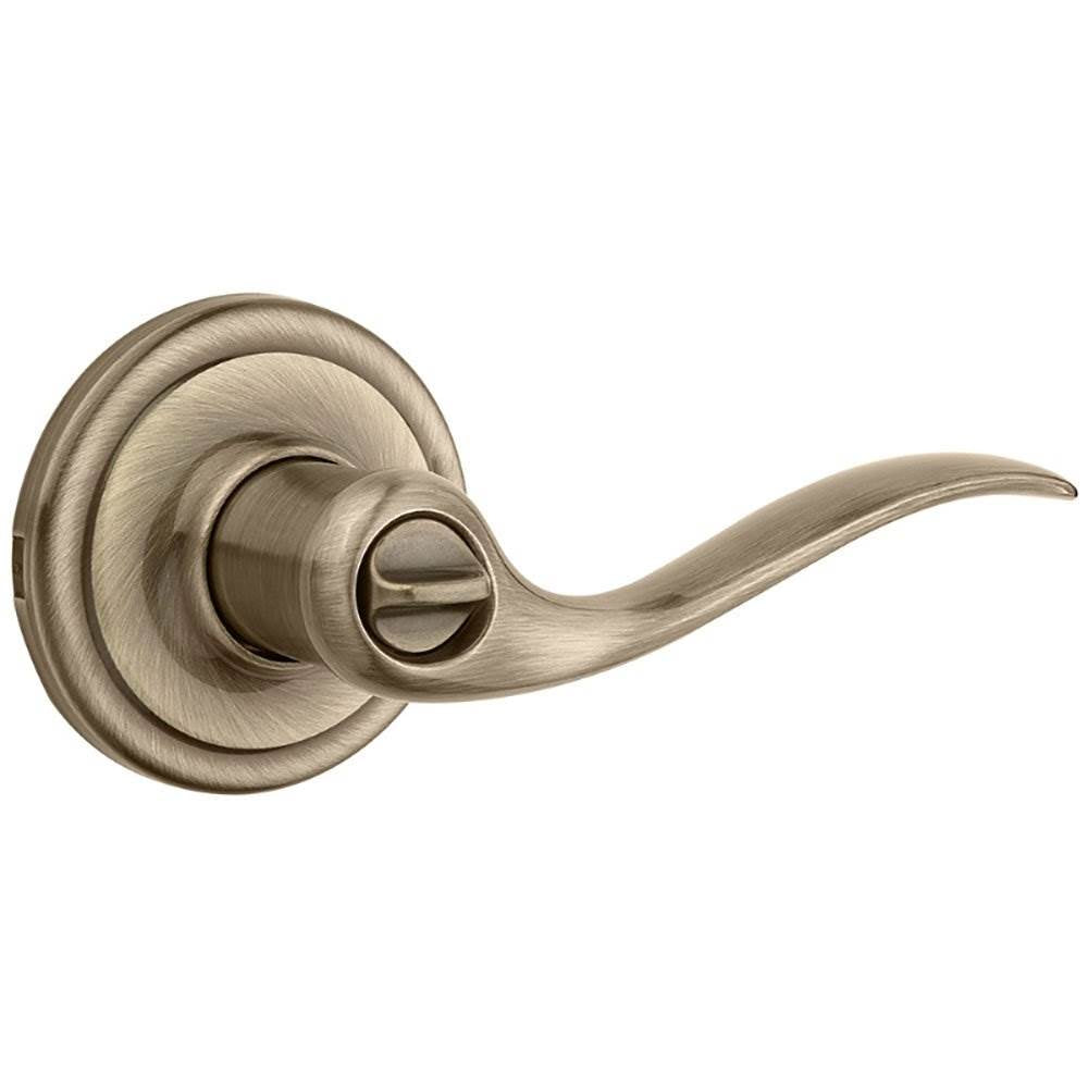Kwikset Tustin Reversible Bed/Bath Lever Door Handle, Antique Brass (5 Pack)