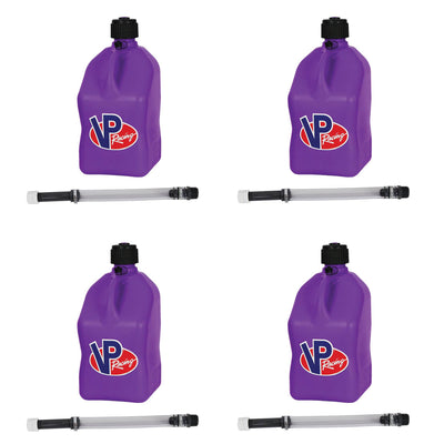 VP Racing 5.5 Gallon Utility Jugs w/ Deluxe Filler Hoses, Purple (4 Pack)