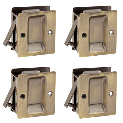 Kwikset Notch Hall and Closet Sliding Door Pocket Lock, Antique Brass (4 Pack)