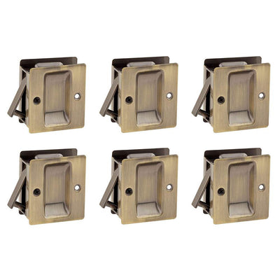 Kwikset Notch Hall and Closet Sliding Door Pocket Lock, Antique Brass (6 Pack)