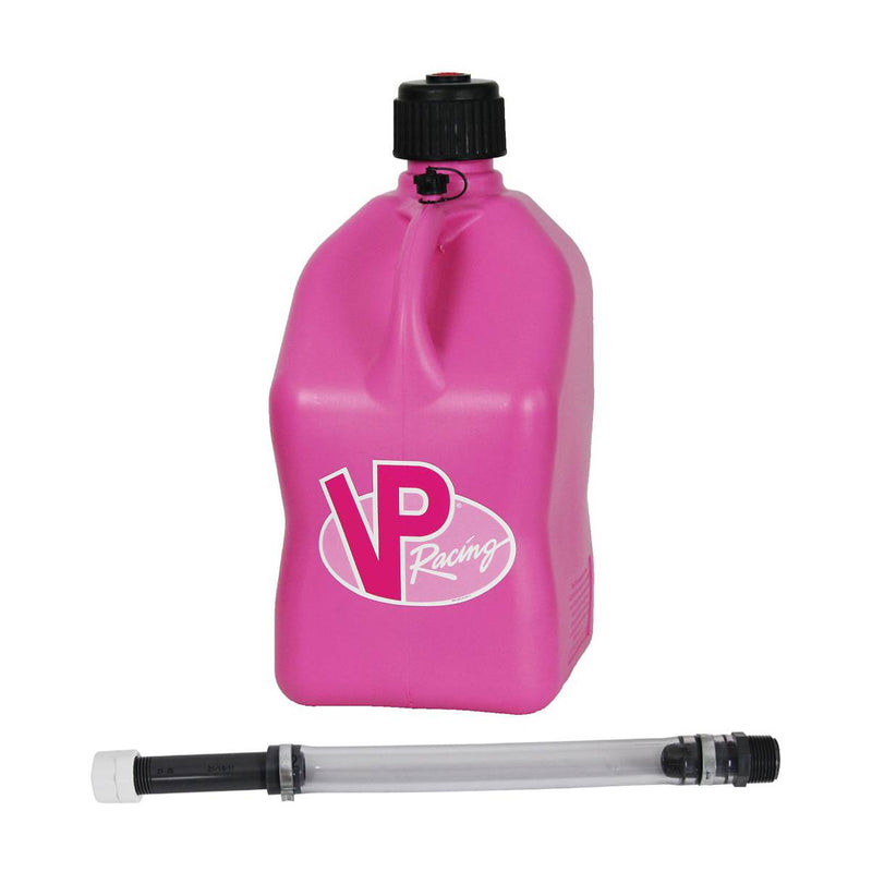 VP Racing 5.5 Gallon Motorsport Utility Jug and 14 Inch Filler Hose, Pink