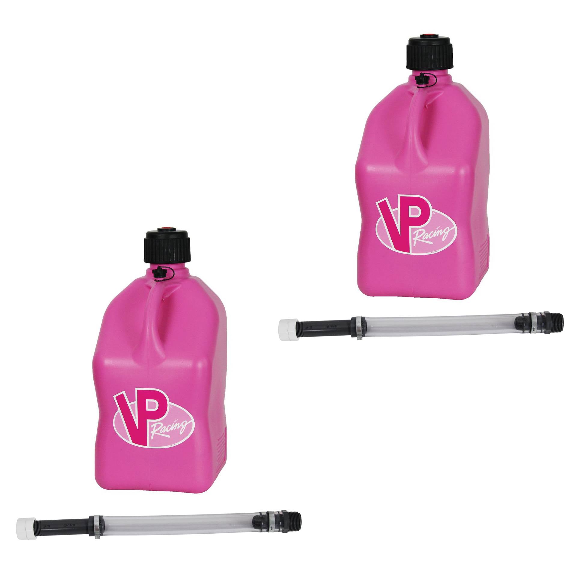 VP Racing 5.5 Gallon Utility Jugs with 14 Inch Deluxe Hoses, Pink (2 Pack)
