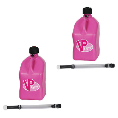 VP Racing 5.5 Gallon Utility Jugs with 14 Inch Deluxe Hoses, Pink (2 Pack)