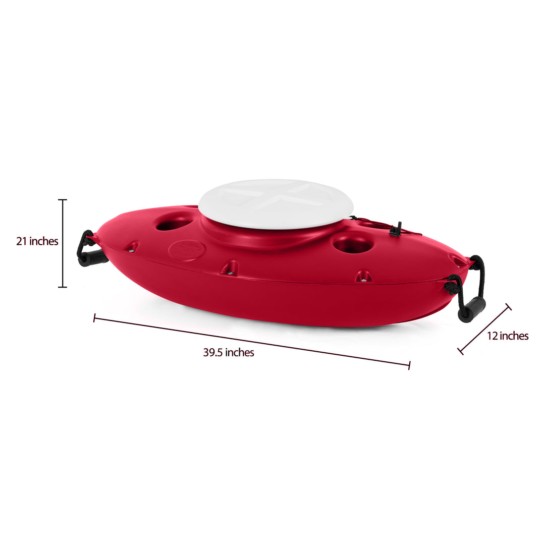 CreekKooler 30 Quart Floating Insulated Beverage Cooler Pull Behind Kayak, Red