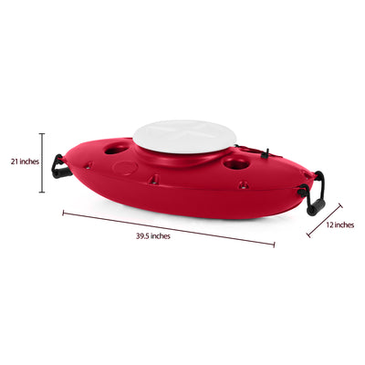 CreekKooler 30 Quart Floating Insulated Beverage Cooler Pull Behind Kayak, Red