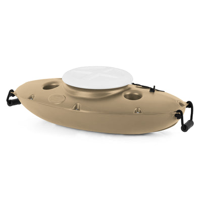 CreekKooler 30 Qt Floating Insulated Beverage Kayak Tow Cooler, Tan w/ 8' Rope
