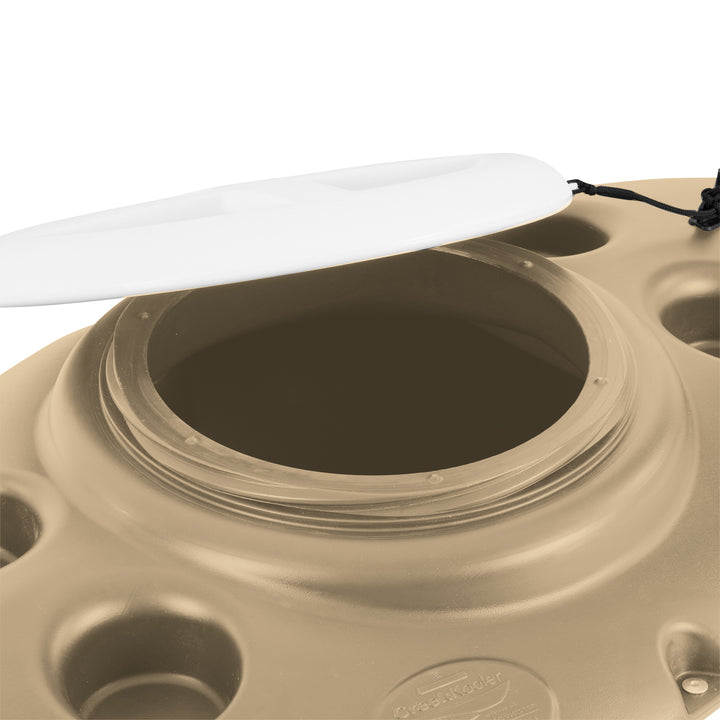 CreekKooler 30 Qt Floating Insulated Beverage Kayak Tow Cooler, Tan w/ 8' Rope - VMInnovations