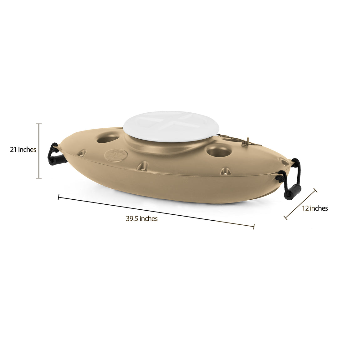 CreekKooler 30 Qt Floating Insulated Beverage Kayak Tow Cooler, Tan w/ 8' Rope - VMInnovations