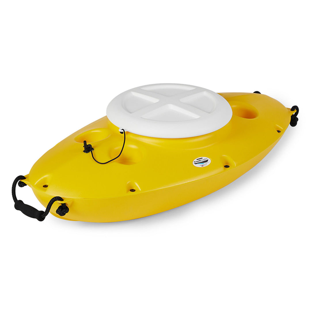 CreekKooler 30 Qt Floating Insulated Beverage Cooler Pull Behind Kayak, Yellow