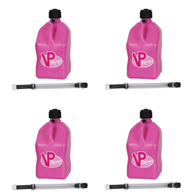 VP Racing 5.5 Gallon Utility Jugs with Deluxe Filler Hoses, Pink (4 Pack)