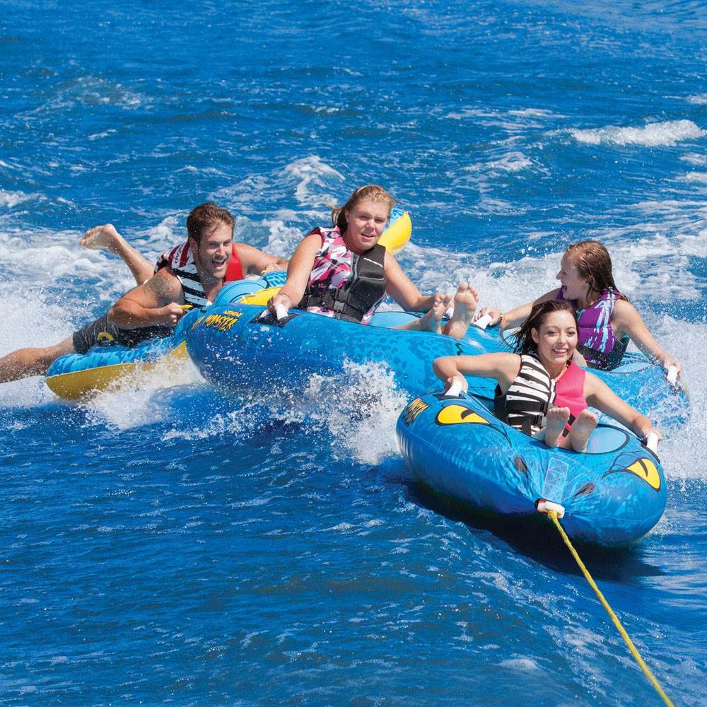 Airhead 4-Person Sea Monster Towable Water Tube with Kwik Connect Tow System - VMInnovations