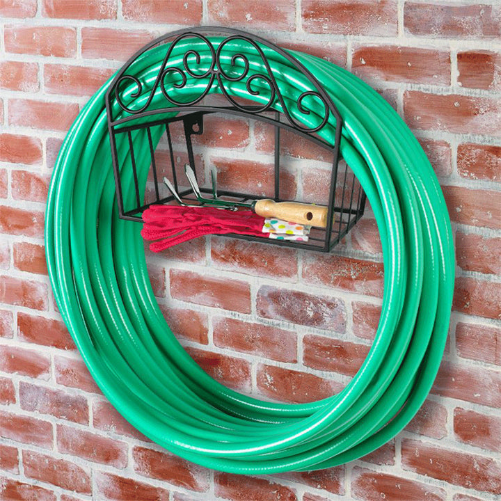 Liberty Garden 125 Foot Garden Hose Butler with Shelf, Black (Open Box)
