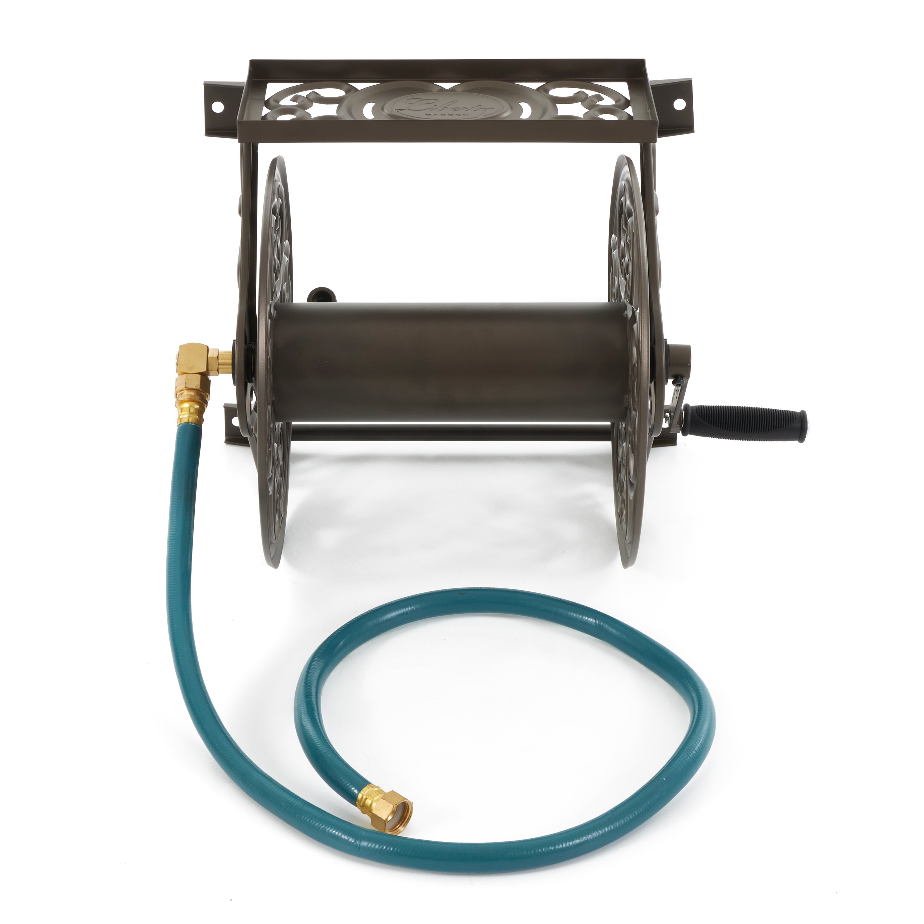 Liberty Garden Decorative Steel Wall Mounted 125' Hose Reel, Bronze (Open Box) - VMInnovations