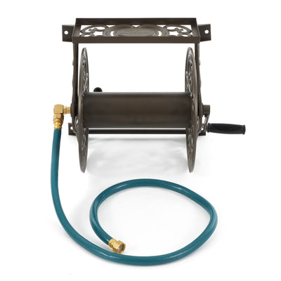 Liberty Garden Decorative Steel Wall Mounted 125' Hose Reel, Bronze (Open Box) - VMInnovations