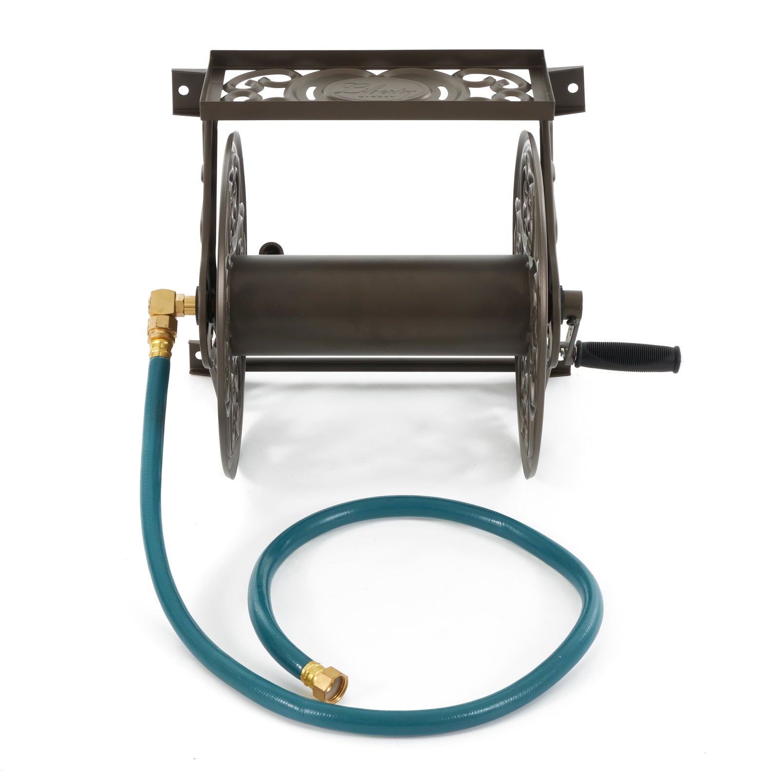 Liberty Garden Decorative Steel Wall Mounted 125' Hose Reel, Bronze (Open Box) - VMInnovations