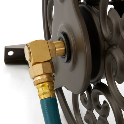 Liberty Garden Decorative Steel Wall Mounted 125' Hose Reel, Bronze (Open Box) - VMInnovations