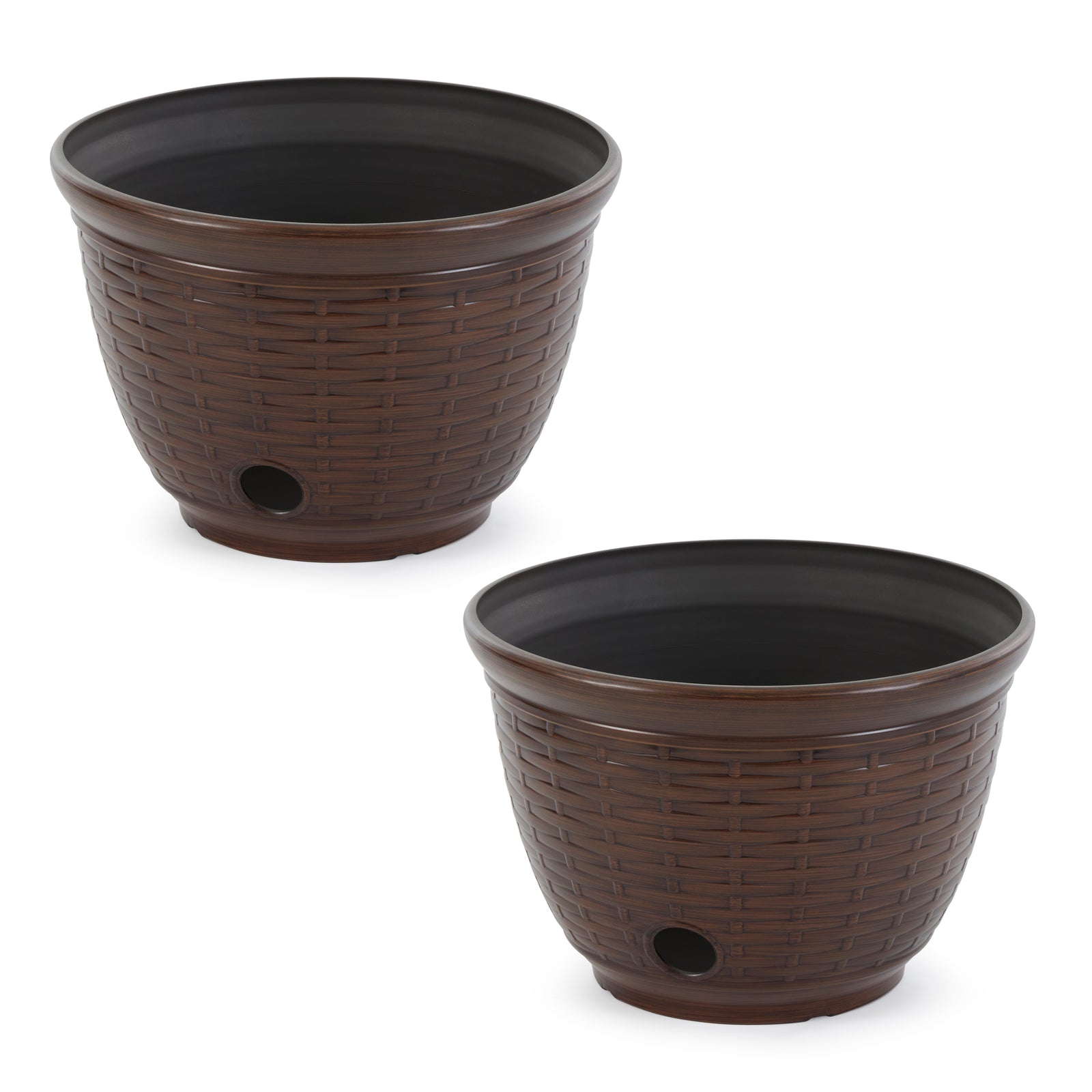 Liberty Garden 100 Foot Wicker Resin Water Hose Storage Pot, Bronze (2 Pack) - VMInnovations