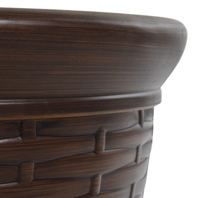 Liberty Garden 100 Foot Wicker High Density Resin Water Hose Storage Pot, Bronze - VMInnovations