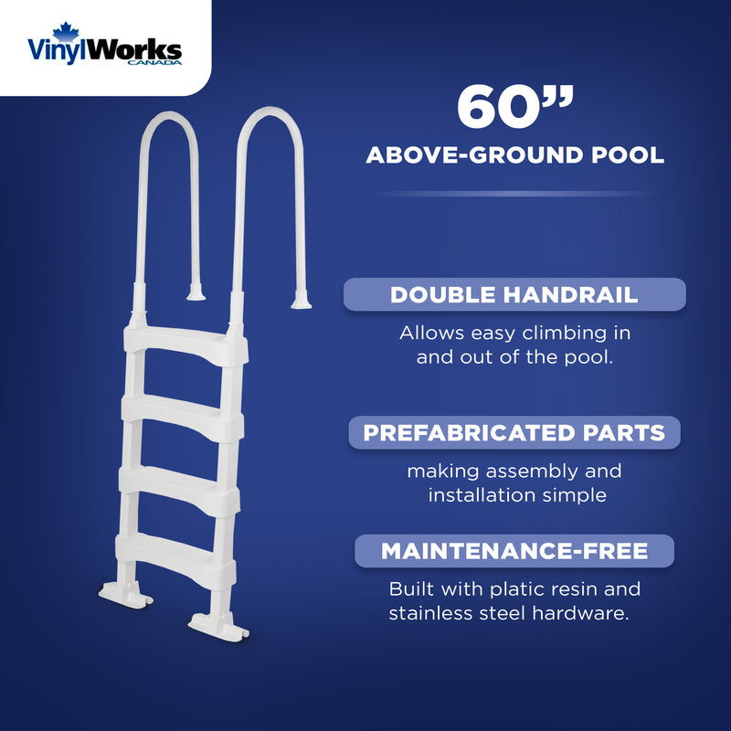 Vinyl Works SLD2 Resin 60 Inch Above Ground Pool Step Ladder, White (For Parts)