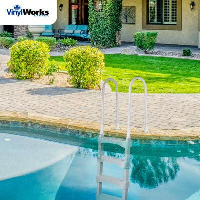 Vinyl Works In-Pool 4 Step Ladder for 60 Inch Swimming Pool Walls, White (Used) - VMInnovations