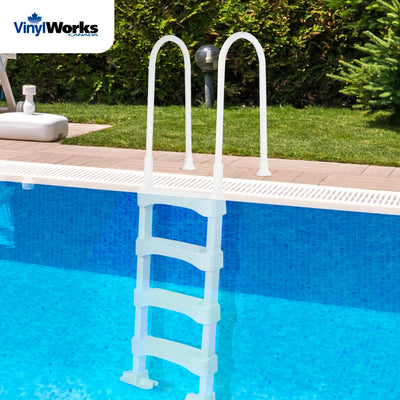Vinyl Works In-Pool 4 Step Ladder for 60 Inch Swimming Pool Walls, White (Used) - VMInnovations