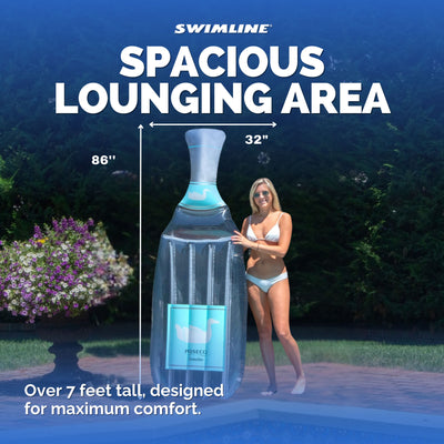 Swimline 90650 Inflatable 86" Prosecco Bottle Pool Float Water Raft Lounger - VMInnovations