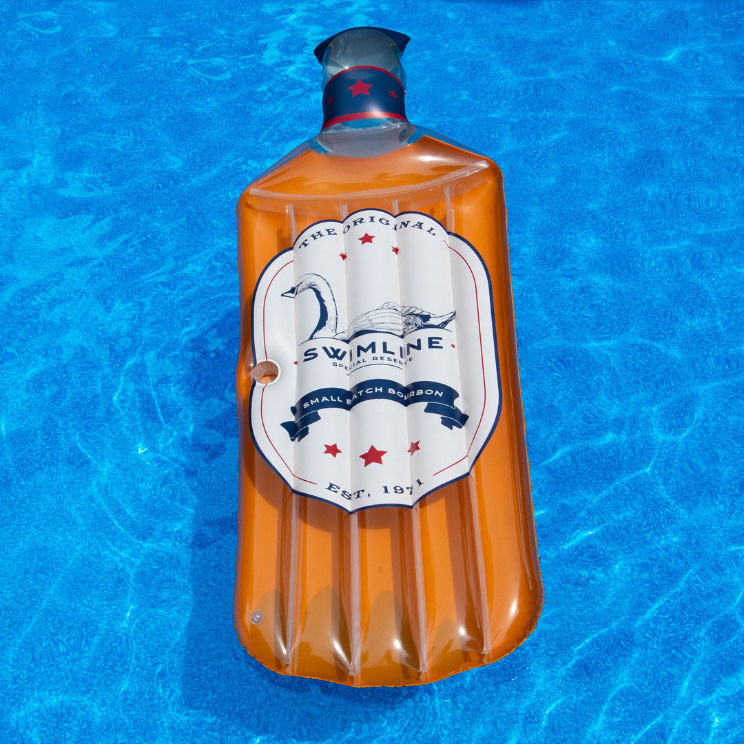 Swimline 90657 The Bourbon Float Inflatable Vinyl Bottle Shaped Pool Lake Raft