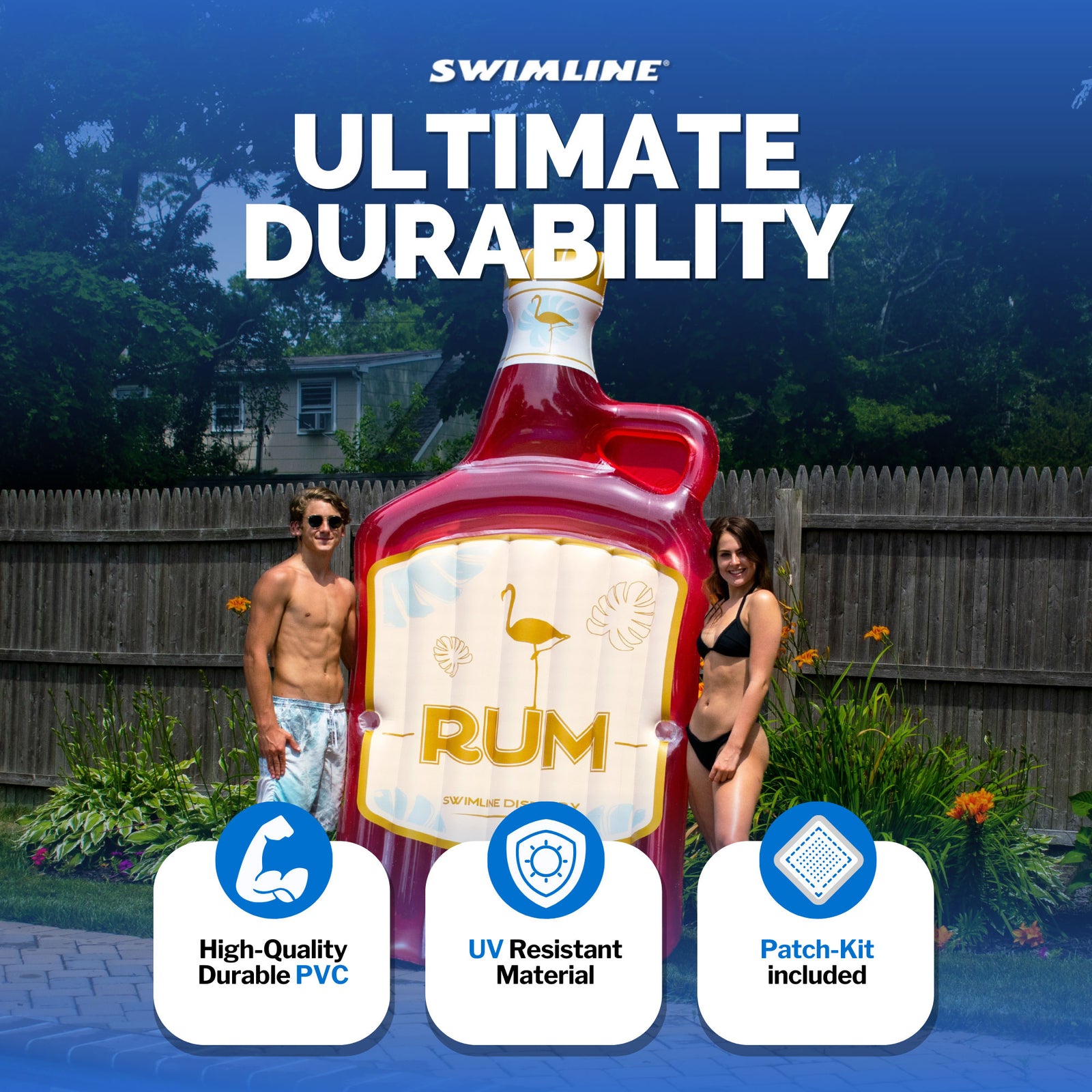 Swimline 90658 The Rumrunner Island 2 Person Inflatable Vinyl Pool Lake Raft - VMInnovations