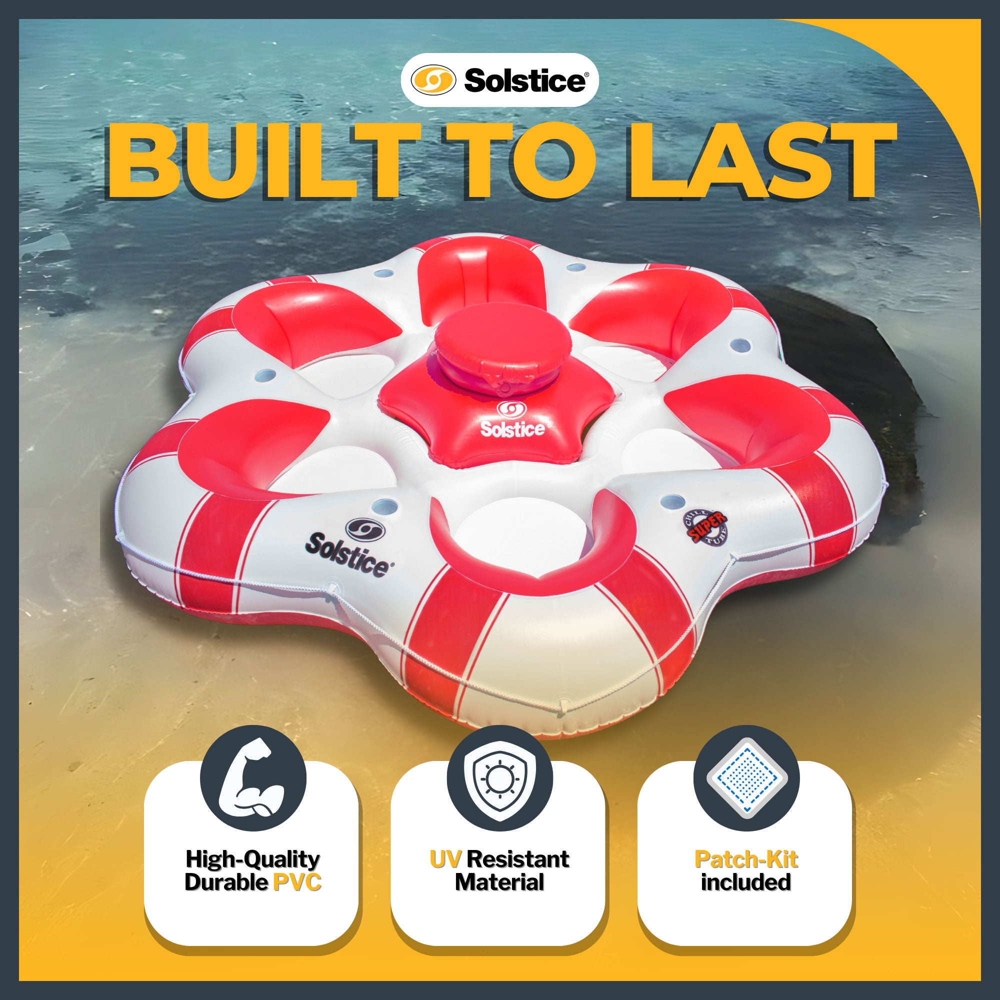 Swimline Solstice SuperChill Island 6 Person Water Raft Float Lounger (Open Box) - VMInnovations